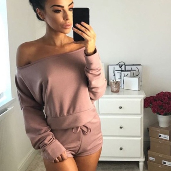 Crop top & shorts set (pink or grey) NWOT - Picture 2 of 8